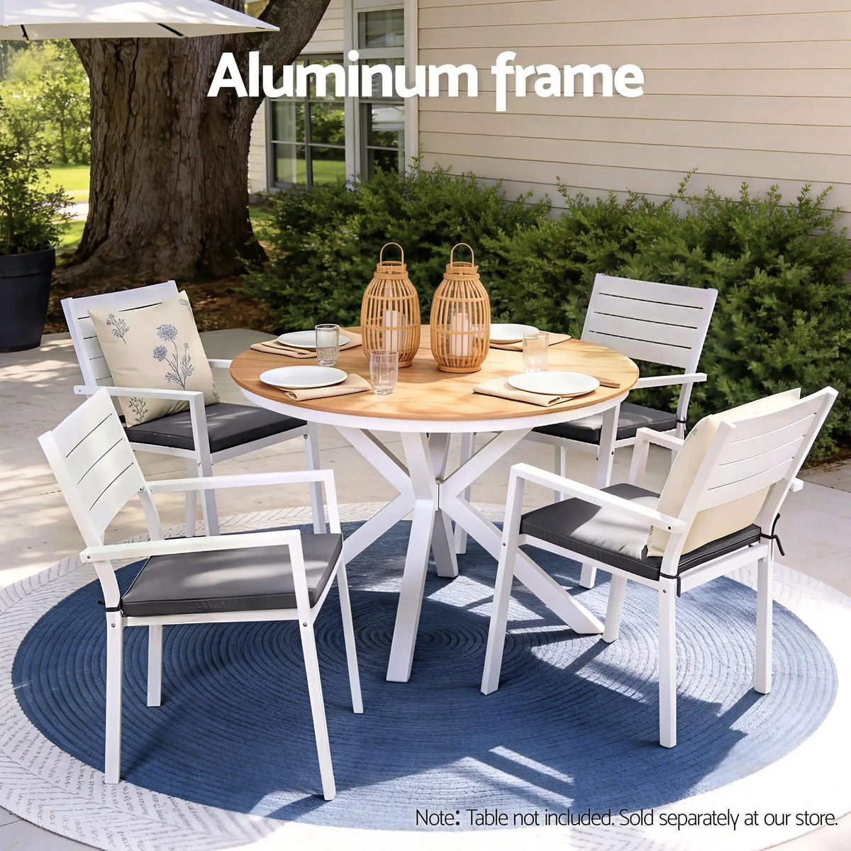 OEM Outdoor Dining Chairs Stackable Aluminium White 49x48x82.5cm