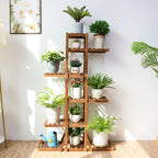 Wooden 6 Tier Plant Stand - Brown