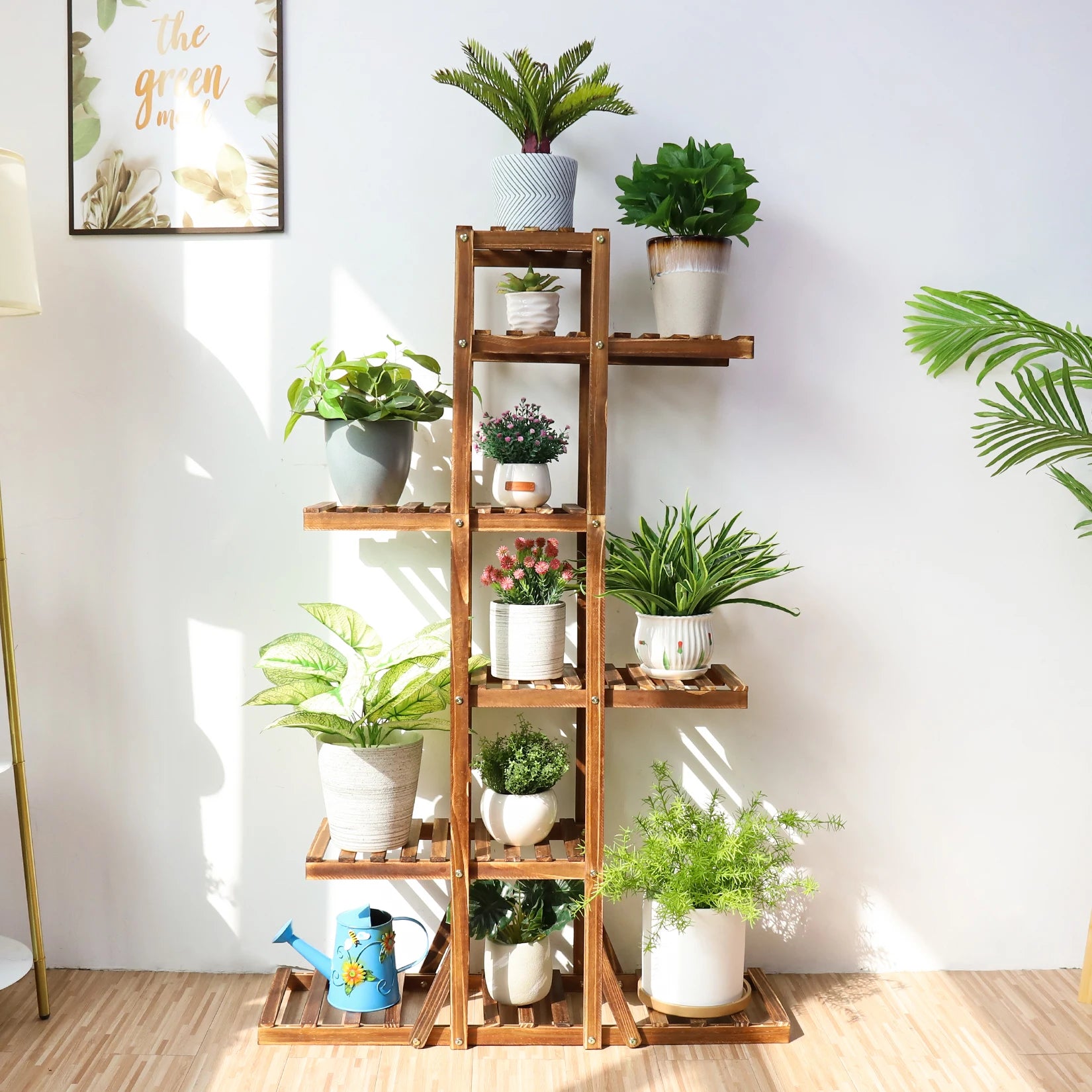 Wooden 6 Tier Plant Stand - Brown