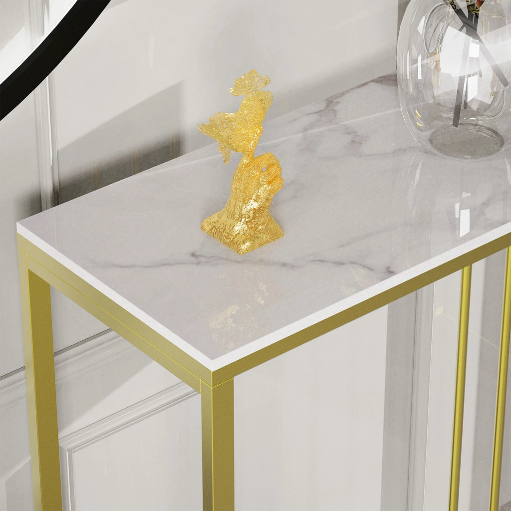 OEM Console Table Marble Top White & Gold