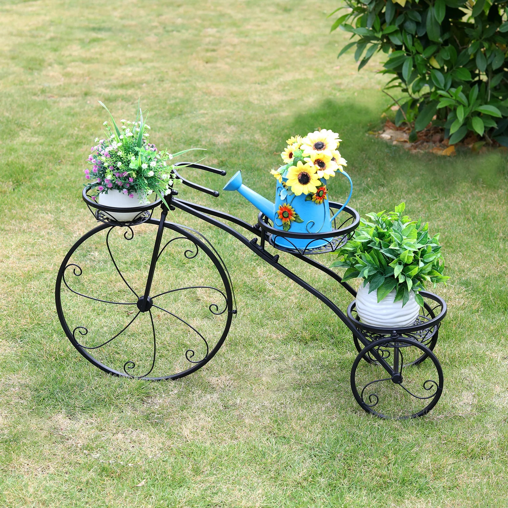 Plant Stand - Metal Flower Pot Holder - Black