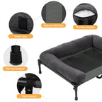 OEM Pet Bed Elevated Cooling Detachable Plush Bolster Gray Large