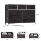 10-Drawer Storage Dresser - MDF - Black