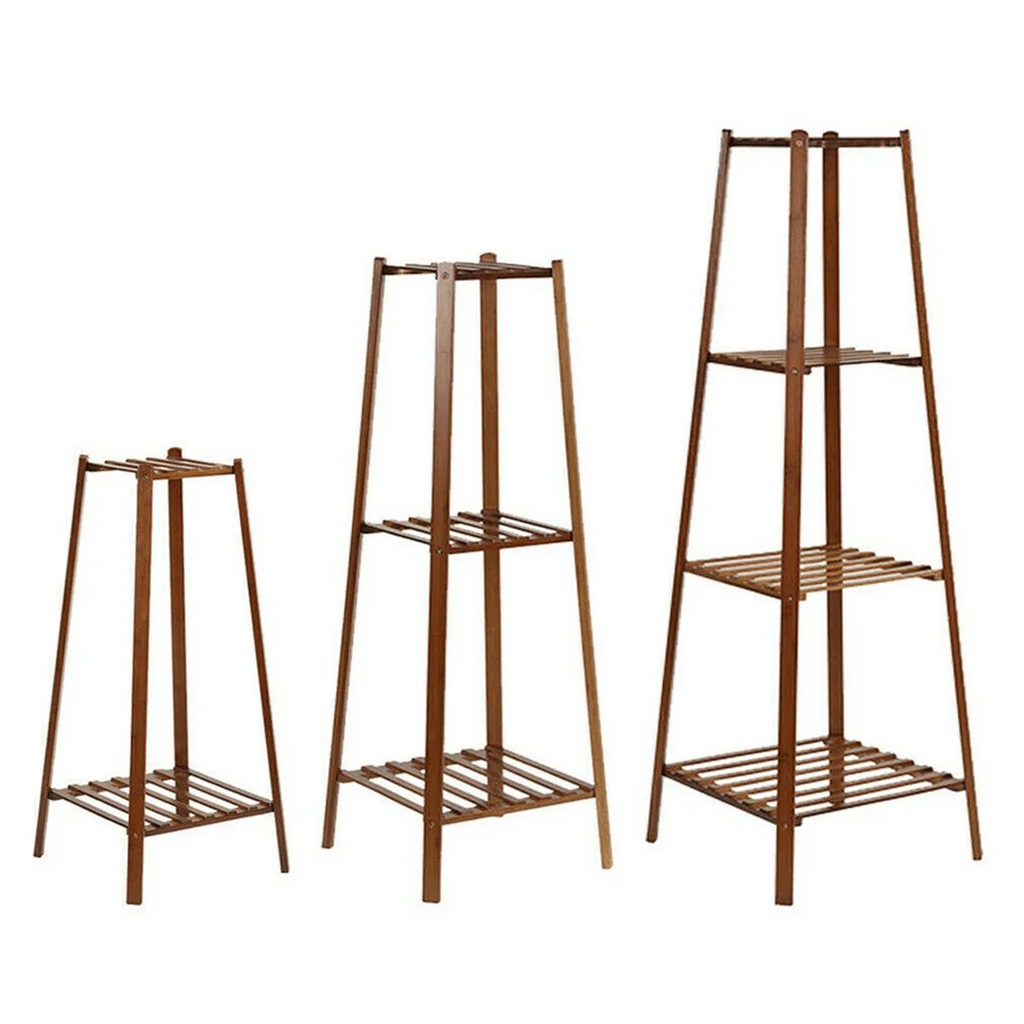 Plant Stand - Tiered Bamboo Design - Natural Wood