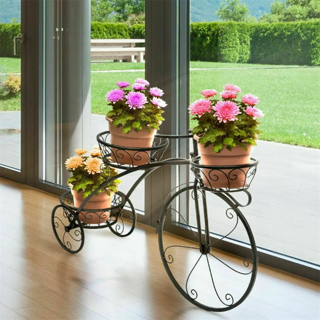 OEM Plant Stand 3-Tier Bicycle Iron Frame Black