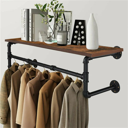 OEM Clothing Rack Industrial Pipe Storage Shelf Black