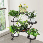 OEM Plant Stand Balcony Wheels Black 72.5x32.5x78.5CM