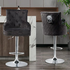 Swivel Bar Stool – Adjustable - Grey Velvet - 1 pcs