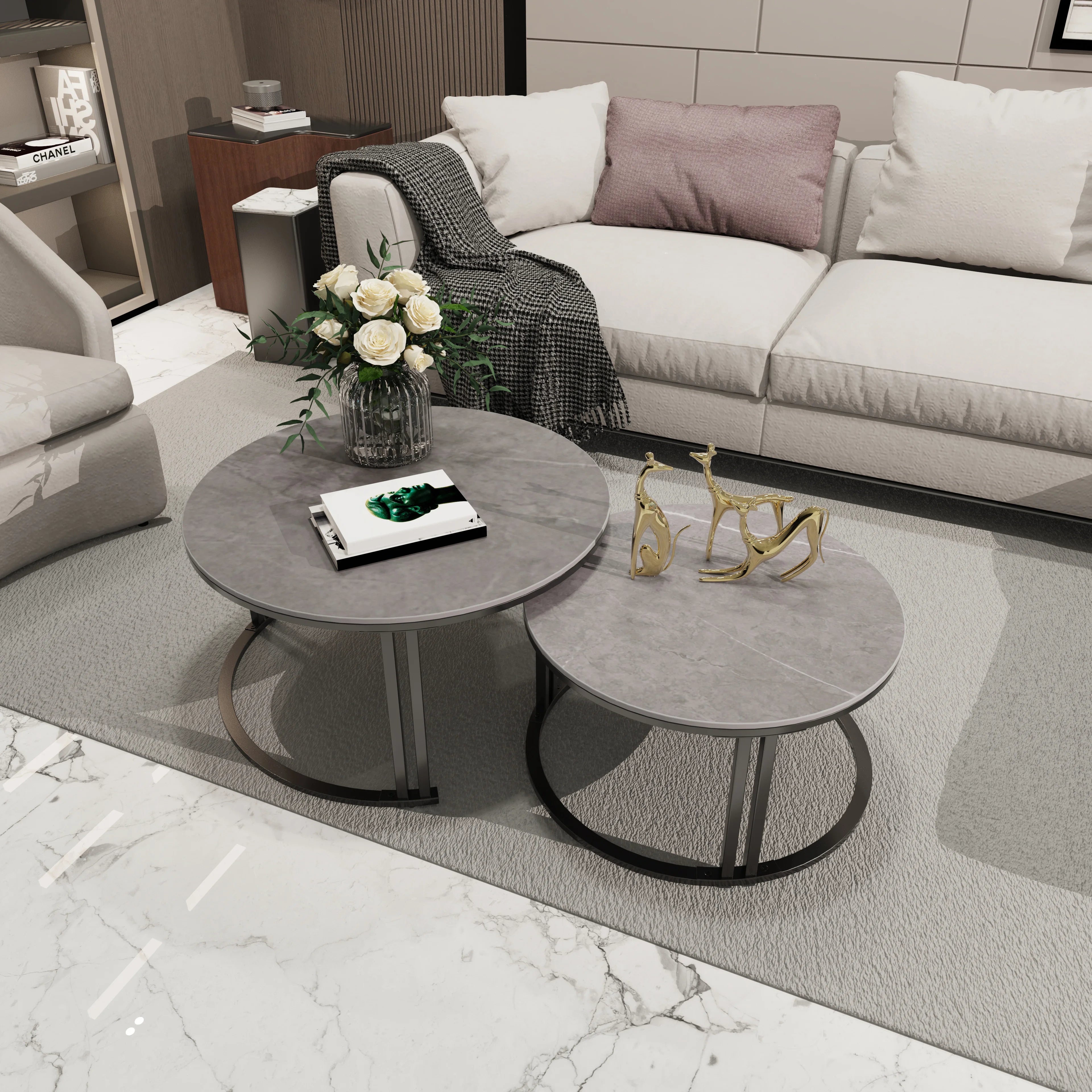 Coffee Table Set - Sintered Stone - Dark Grey