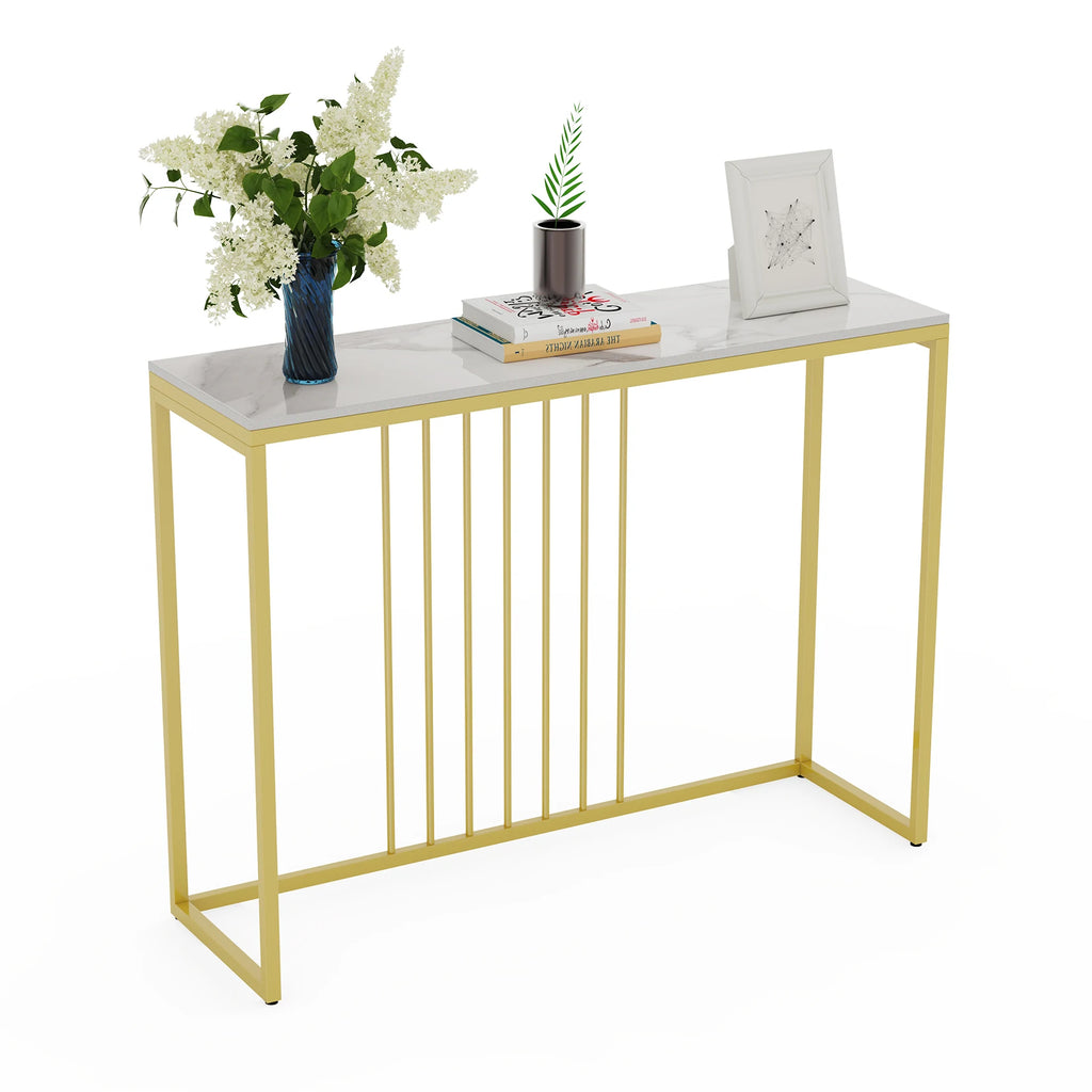 OEM Console Table Marble Top White & Gold