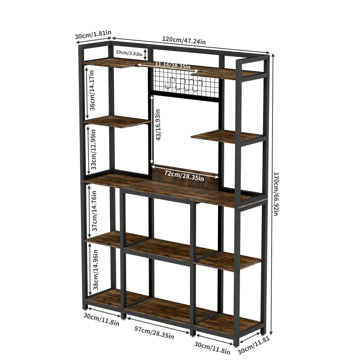 OEM Kitchen Baker's Rack 5-Tier Industrial Shelves Hooks