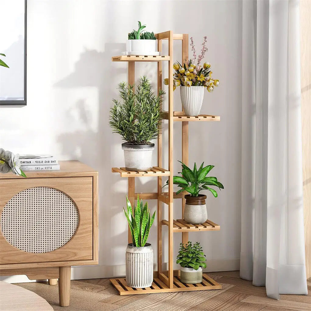 OEM Plant Stand Corner Display Rack Natural Wood