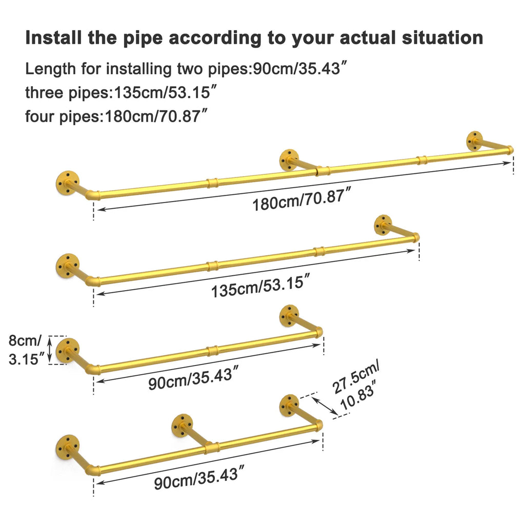 OEM Clothes Hanging Rack Adjustable Length Gold