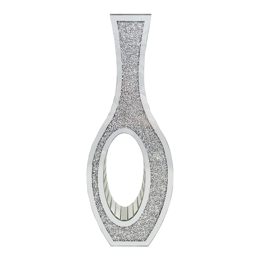OEM Floor Vase Mirrored Crushed Diamond Silver Tall