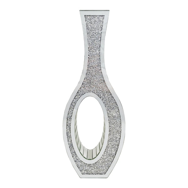 OEM Floor Vase Mirrored Crushed Diamond Silver Tall