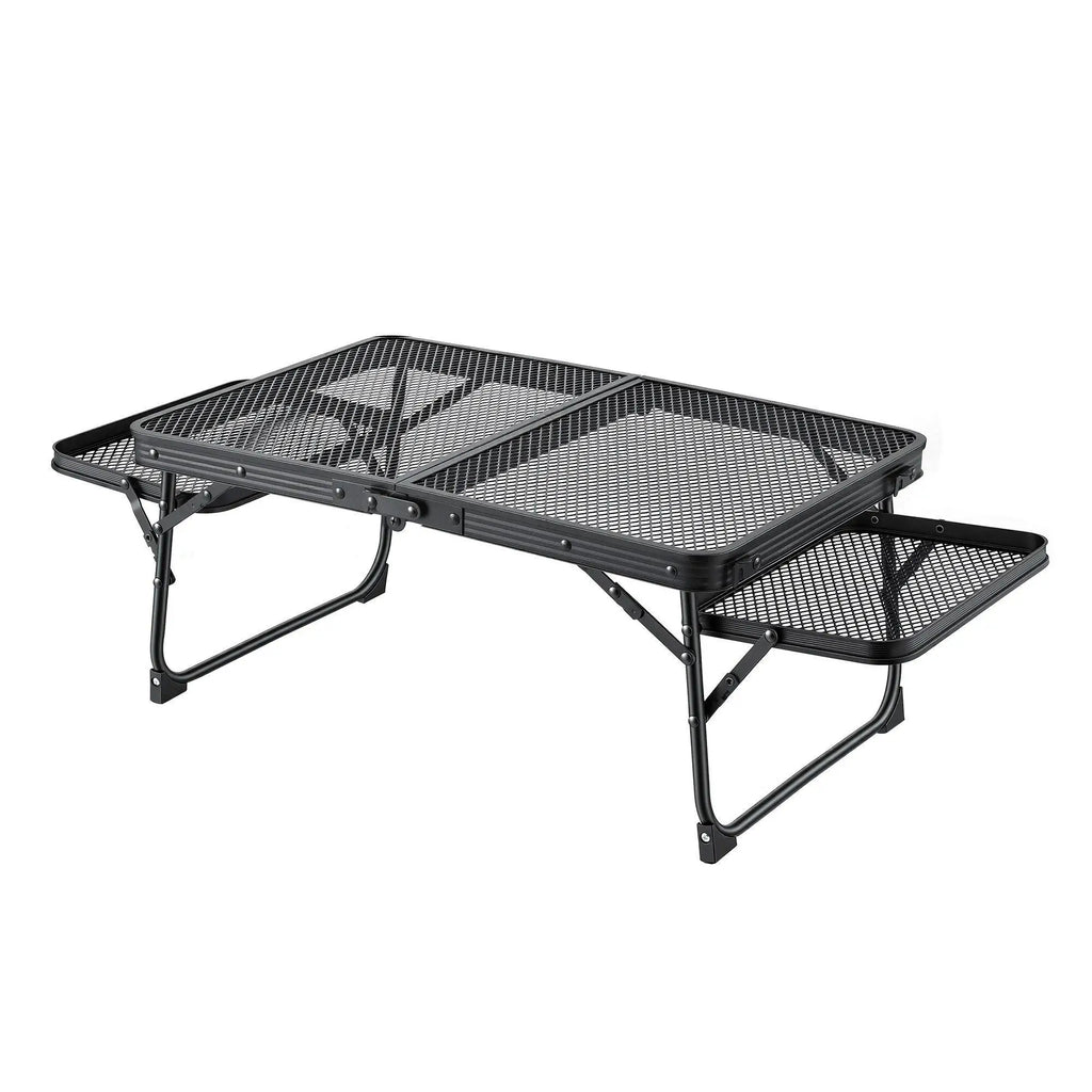 OEM Folding Camping Table Aluminium Mesh Top Black 88x40x27cm