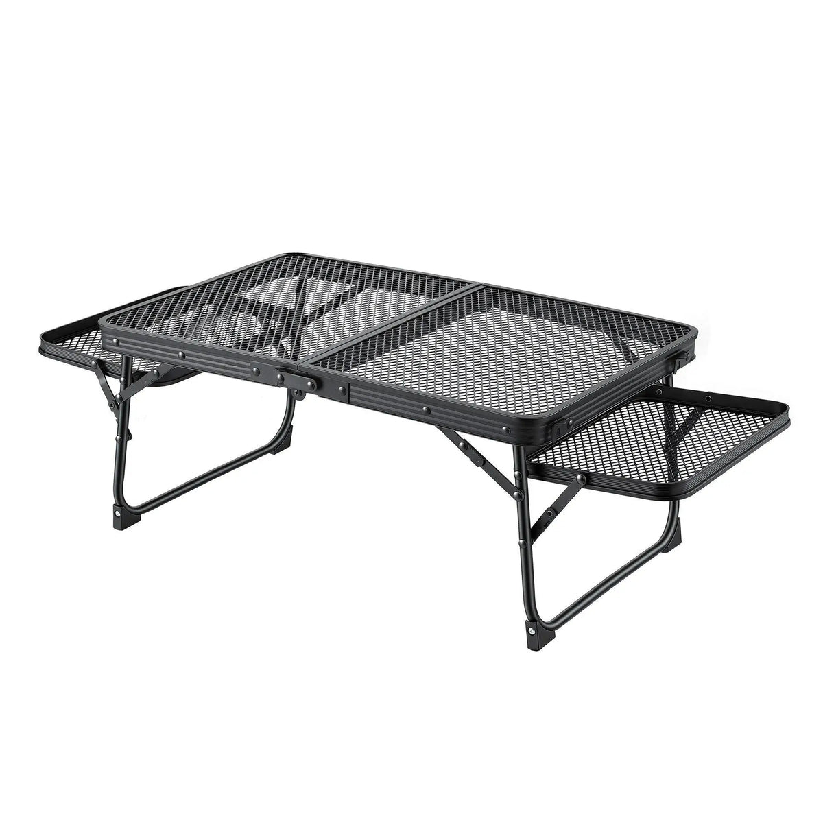 OEM Folding Camping Table Aluminium Mesh Top Black 88x40x27cm