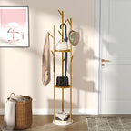 OEM Coat Stand Marble Base 2 Storage Shelves Gold