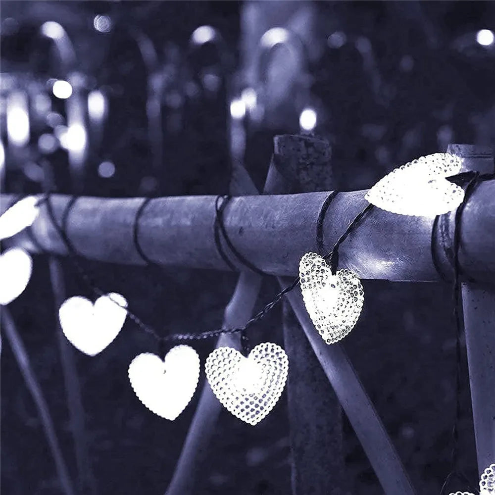 OEM Solar Heart String Lights 8 Modes IP44 7M 50LED