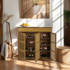 OEM Shoe Cabinet 4-Tier Bamboo Storage 3 Doors Brown Wood