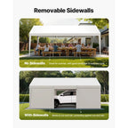 OEM Portable Carport Canopy Removable Sidewalls Zipper Door White 12x20ft