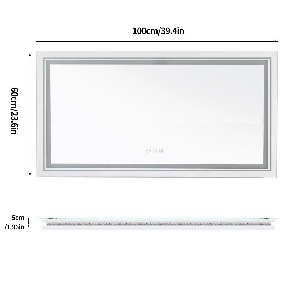 OEM Bathroom Mirror Silver 100x60cm