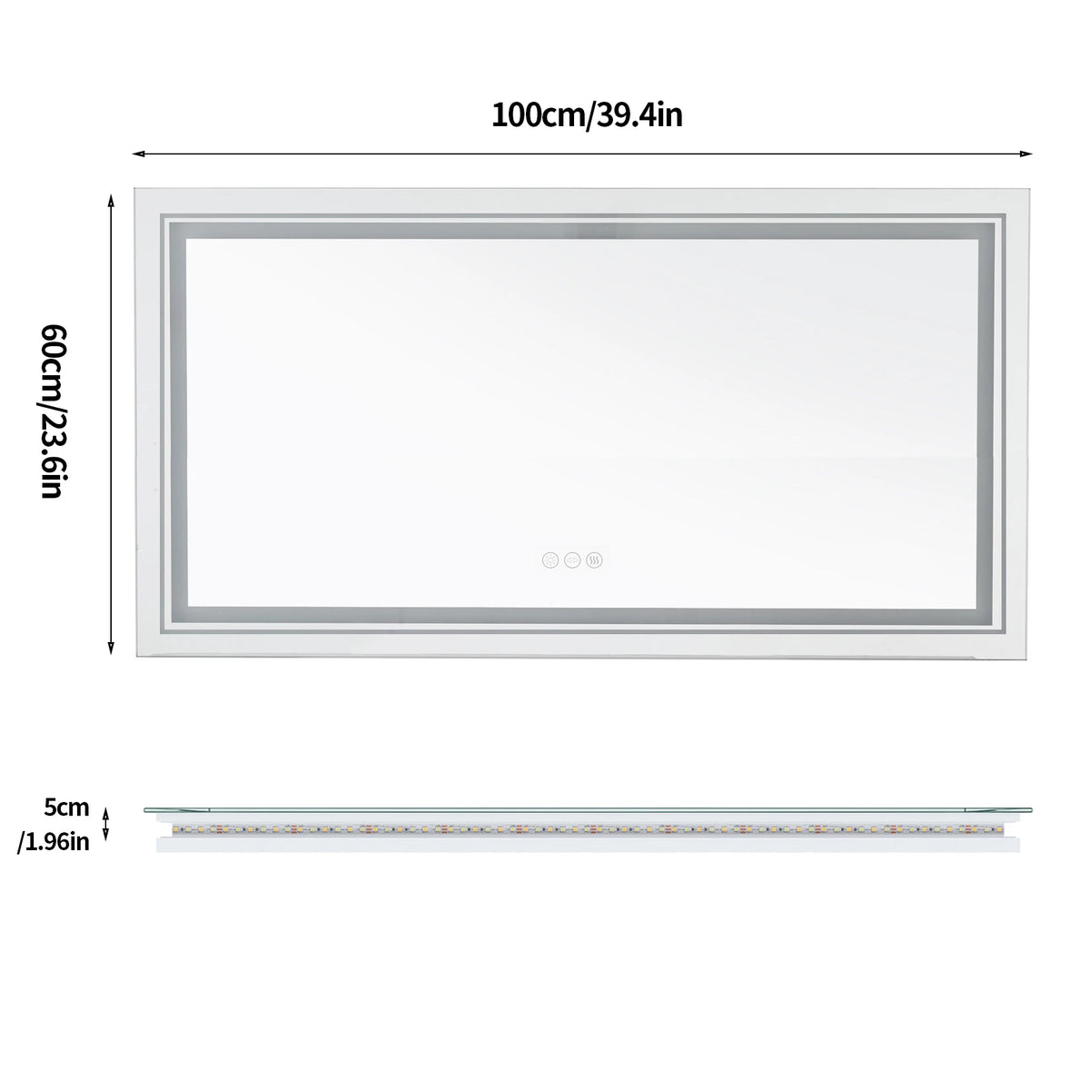 OEM Bathroom Mirror Silver 100x60cm