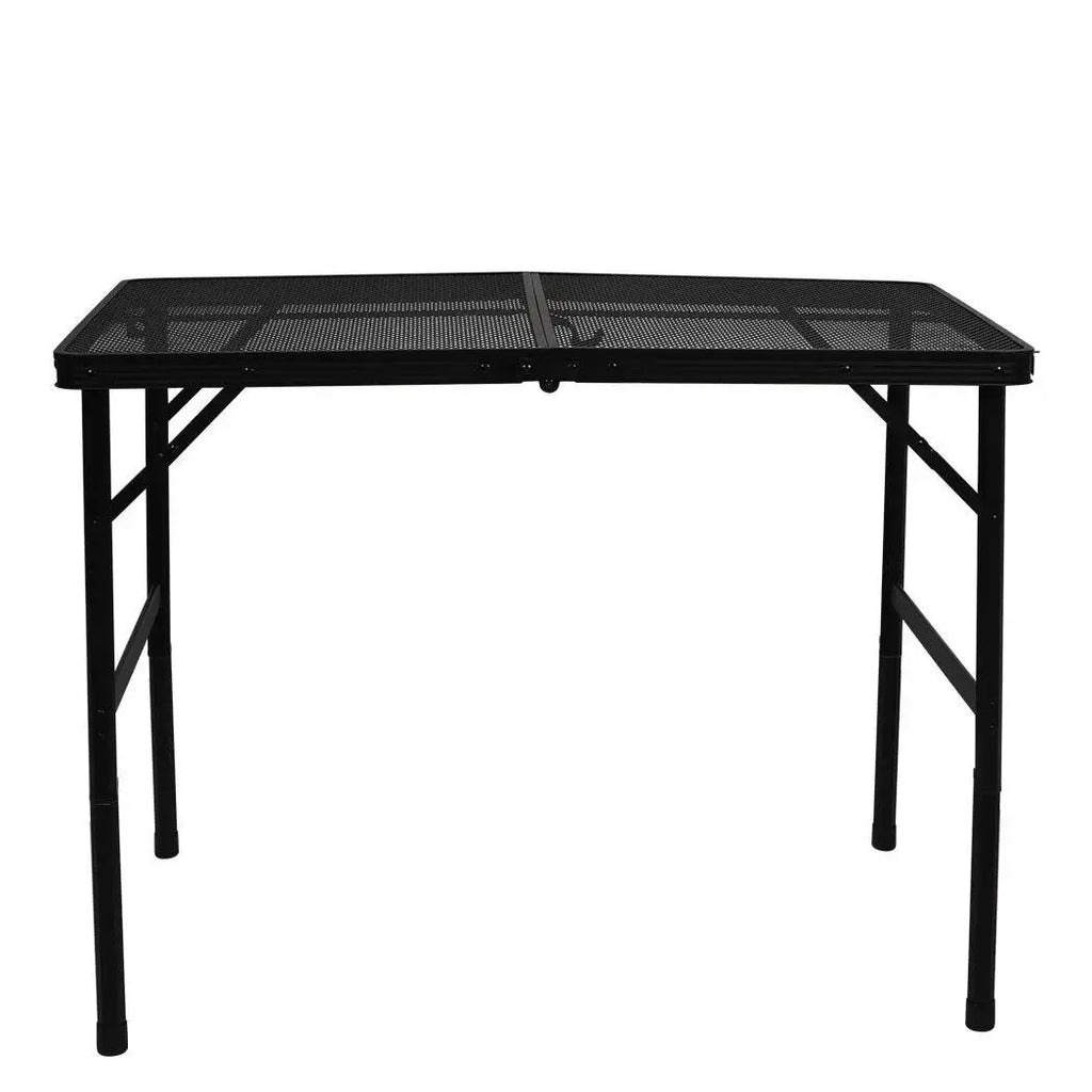 OEM Folding Grill Table Adjustable Height Steel Mesh Top Black 90 × 60 ×70cm