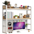 OEM Desktop Hutch Bookshelf 2-Tier Heavy Duty Metal White