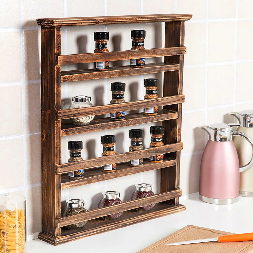 OEM Floating Shelf Wooden 4-Tier Dark Brown