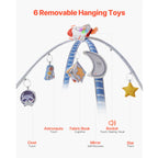 OEM Baby Play Gym Activity Mat with 6 Sensory Toys Musical Rocket Multicolour