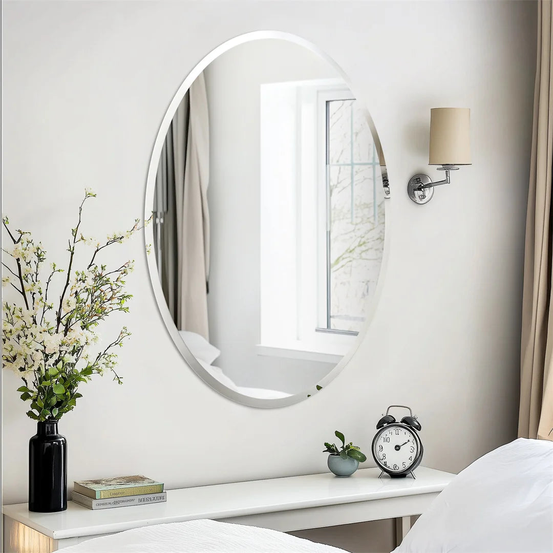 OEM Vanity Mirror Frameless Oval Silver
