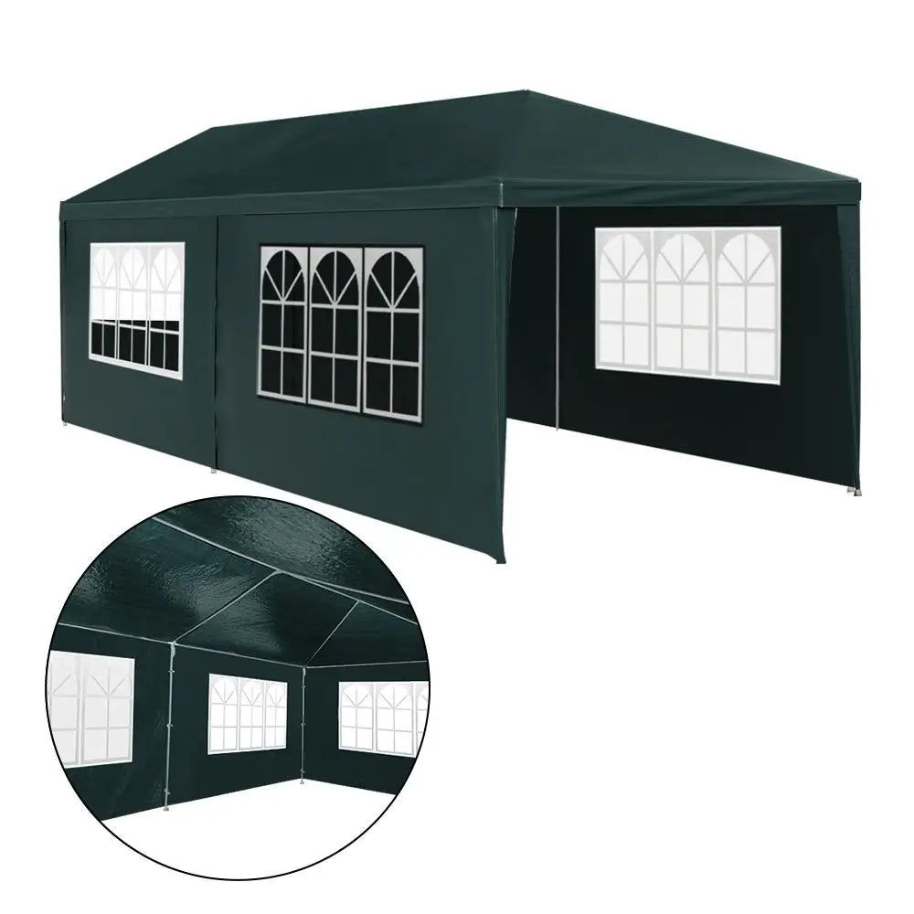 OEM Outdoor Marquee Gazebo Tent with 4 Removable Window Side Panels Steel Frame Green 3x6m