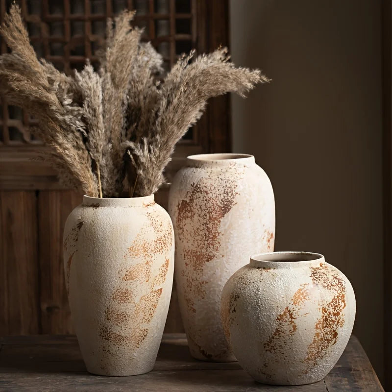 OEM Decorative Vase Speckled Ceramic Design Beige Large