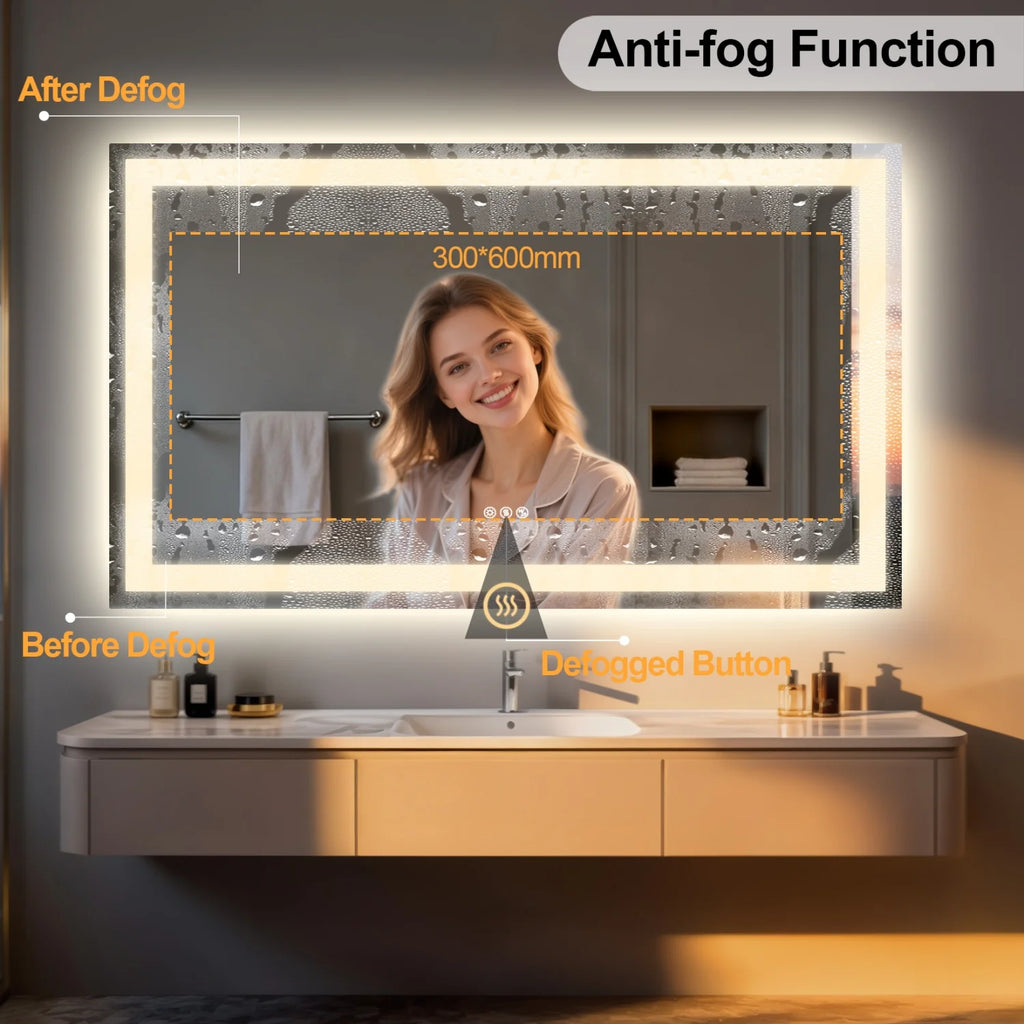 OEM Bathroom Mirror LED Backlit Bluetooth Speaker Silver