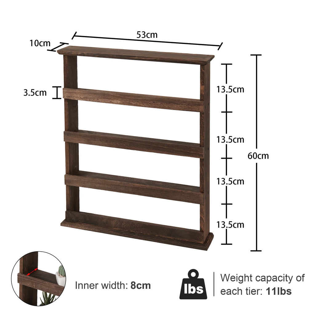 OEM Floating Shelf Wooden 4-Tier Dark Brown