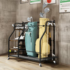 OEM Golf Bag Rack Rolling Sports Equipment Organizer Black