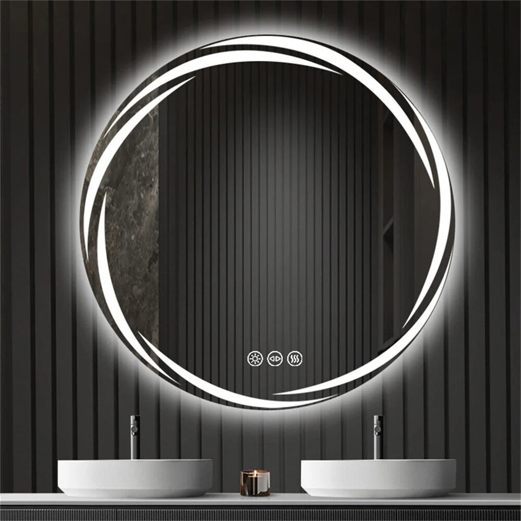 OEM Bathroom Mirror Round LED Anti-Fog 3 Colour Lights Silver 60cm