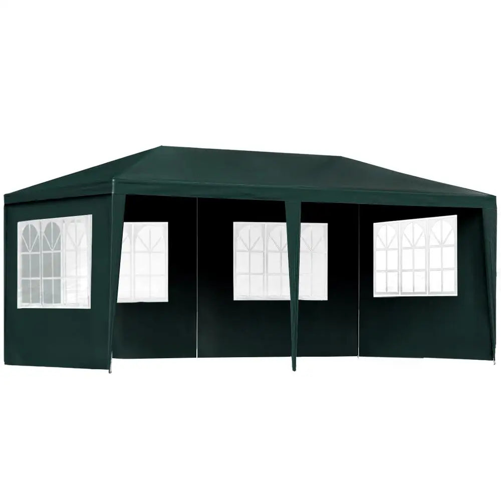 OEM Outdoor Marquee Gazebo Tent with 4 Removable Window Side Panels Steel Frame Green 3x6m