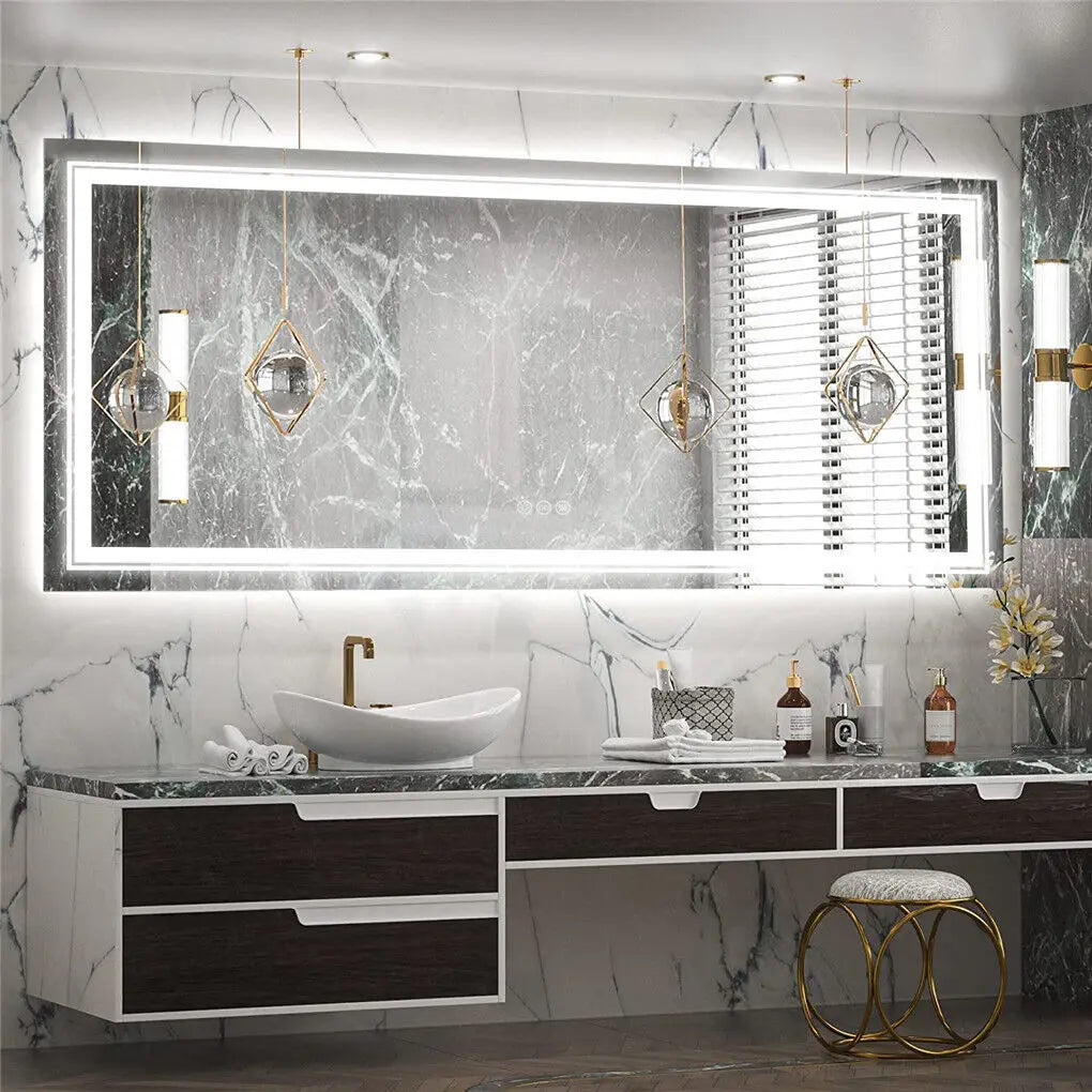 OEM Bathroom Mirror Wide LED Silver