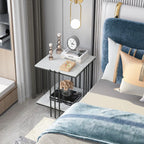 OEM Side Table Sintered Stone White Marble Look