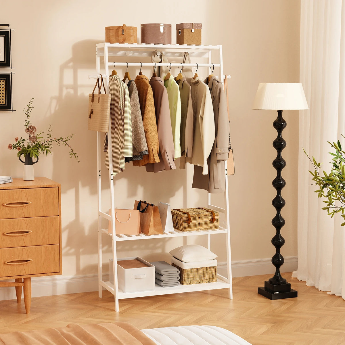 OEM Clothes Rack Shelves Hooks White