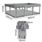 OEM Foldable Baby Playpen Portable Mesh Safety Fence Grey 120x180x65cm