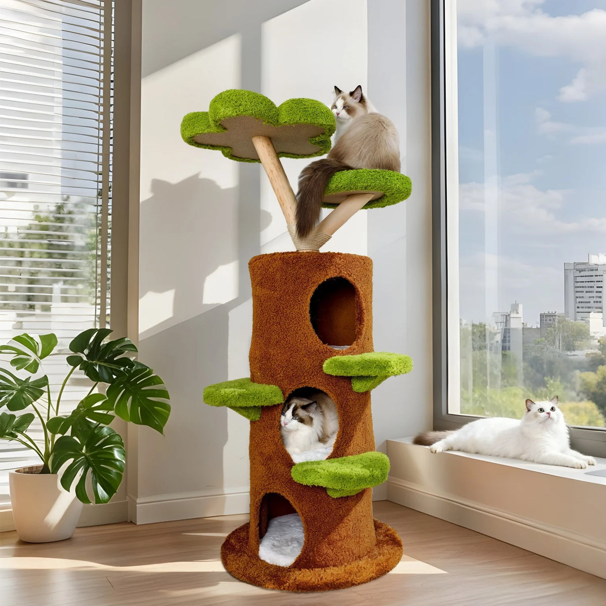 OEM Cat Tree Plush Stairs Condo Green 148cm