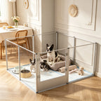 OEM Acrylic Dog Playpen 8 Panels Waterproof Pad Silver 120x120x61cm