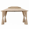 OEM Outdoor Gazebo Canopy Steel Frame Curtains Beige 3x4m