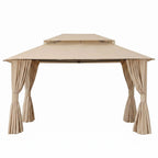 OEM Outdoor Gazebo Canopy Steel Frame Curtains Beige 3x4m