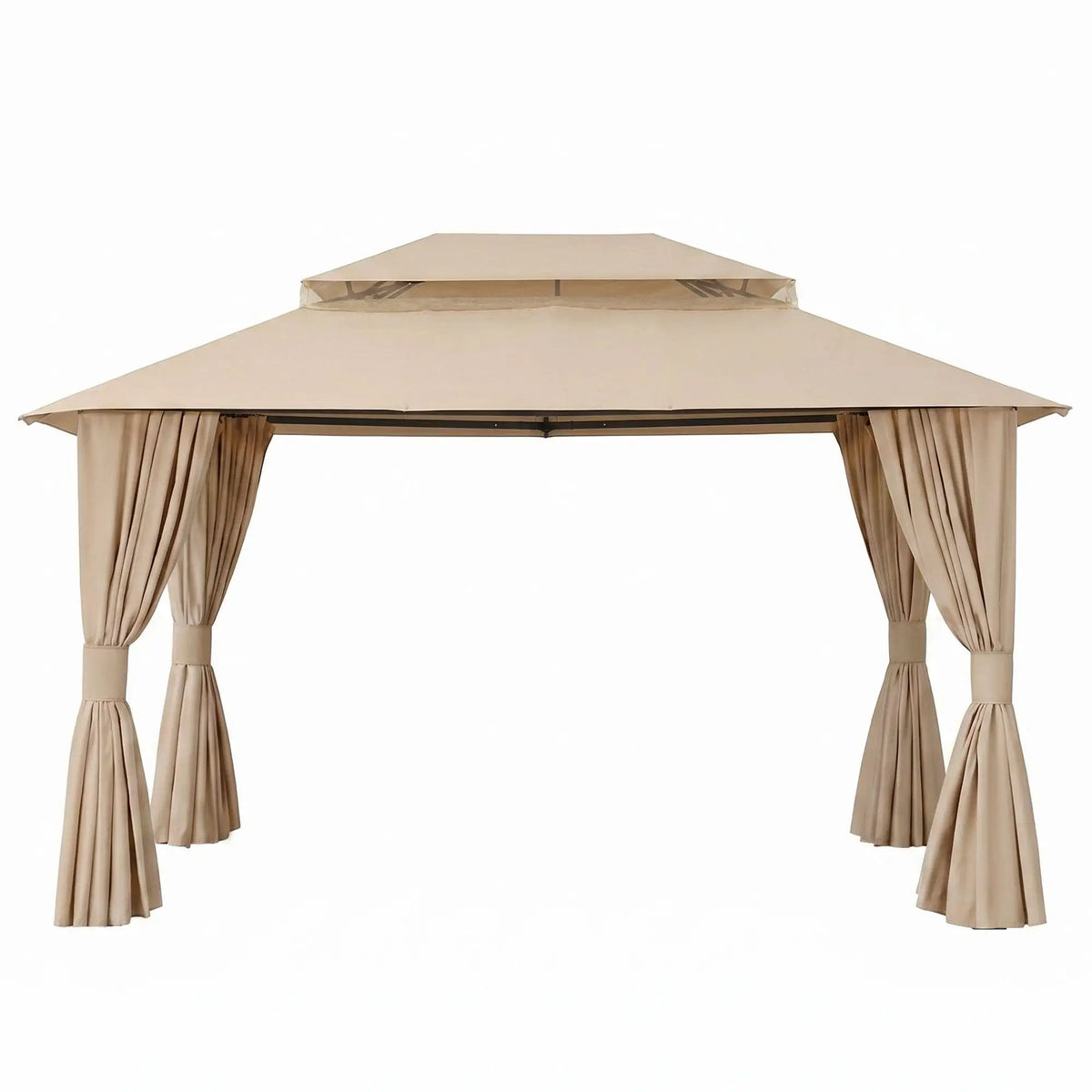 OEM Outdoor Gazebo Canopy Steel Frame Curtains Beige 3x4m