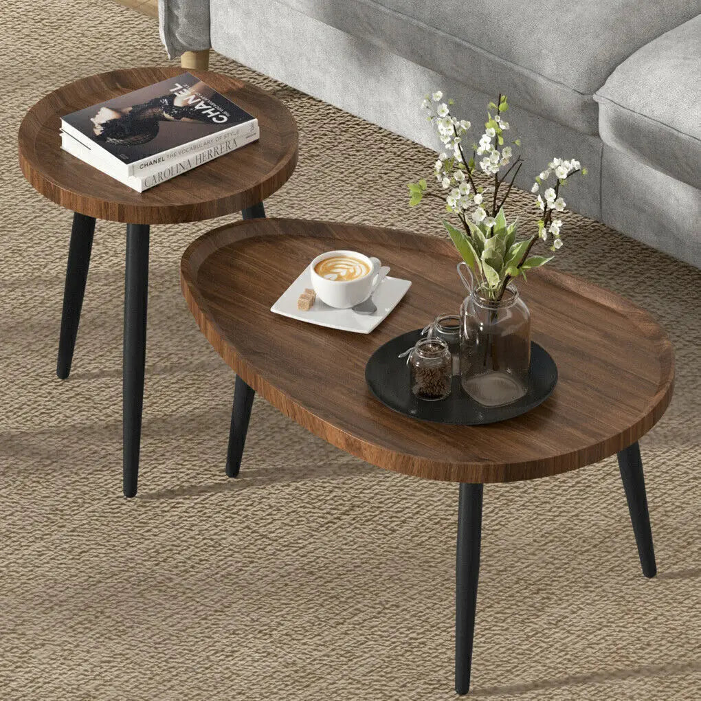 Nesting Coffee Table Set - MDF - Walnut