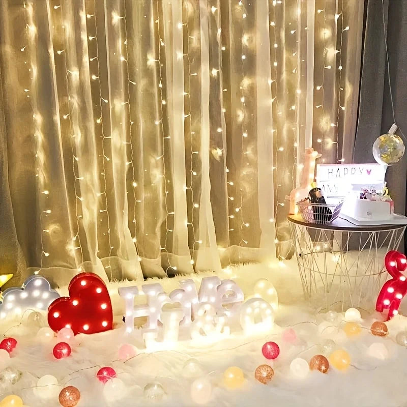 OEM Curtain Fairy String Lights DC 5V Gold 3x3m